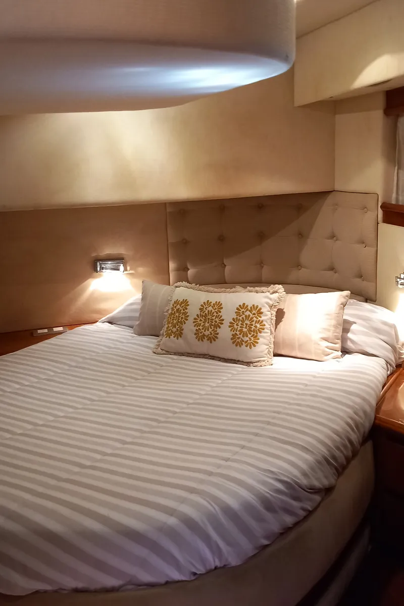 Cabin on Port Ligat, a Rodman 56 Fly motor yacht at Port d'Andratx, Spain