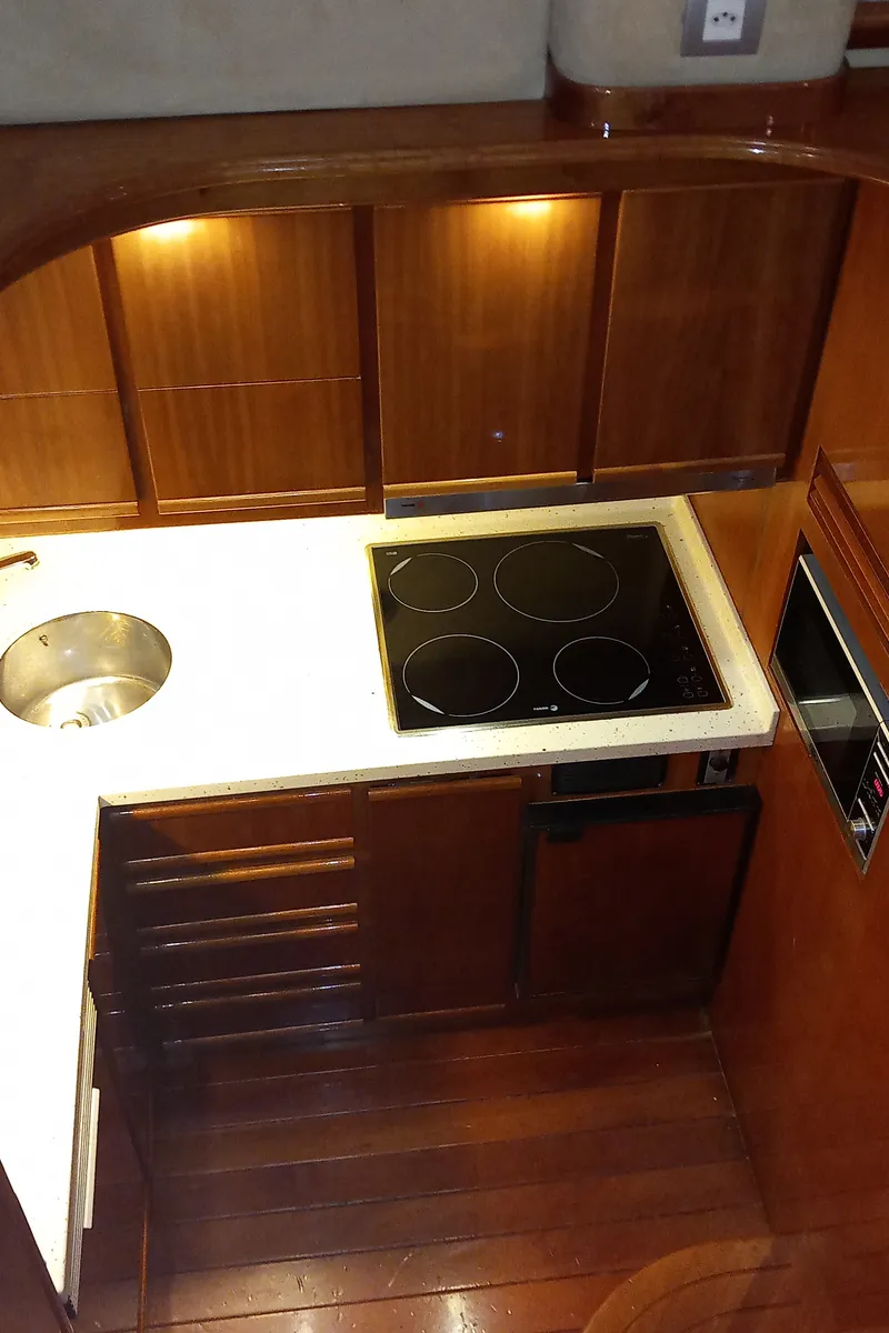 Galley of Port Ligat, a Rodman 56 Fly motor yacht at Port d'Andratx, Spain