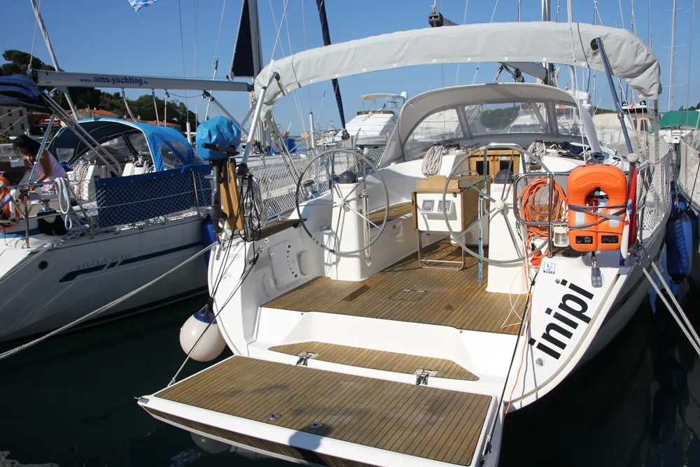 Deck of Inipi, a Bavaria Cruiser 40 sailboat at Općina Vrsar, Croatia
