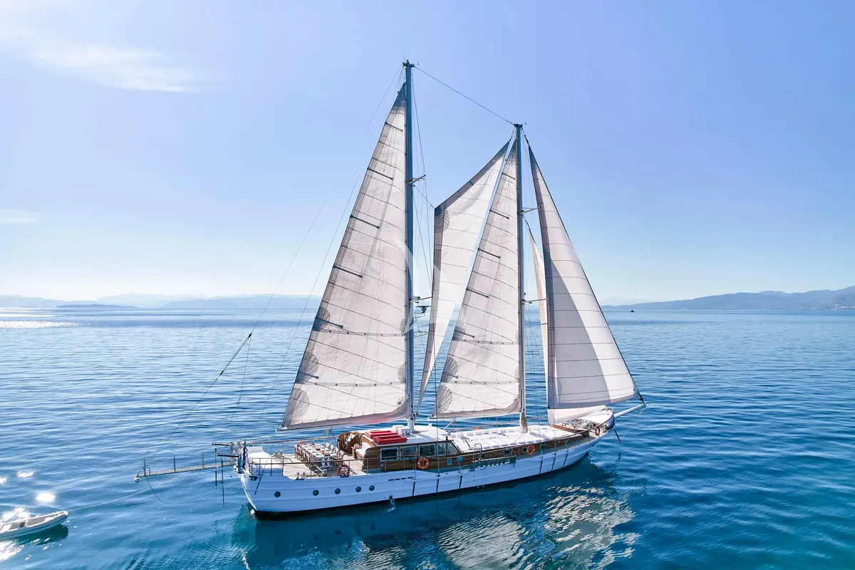 Deck of White Pearl, a Lagoon 46 catamaran at Athens, Greece