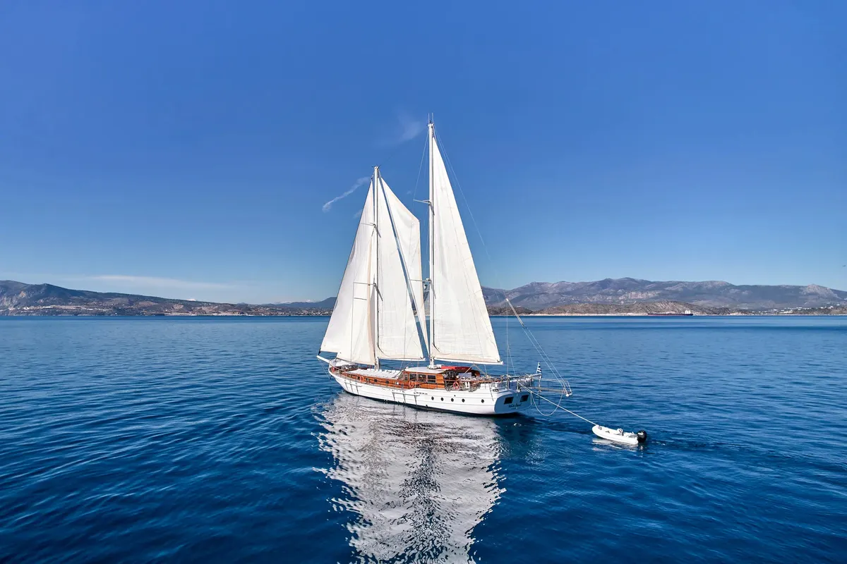 Exterior view of White Pearl, a Lagoon 46 catamaran at Athens, Greece