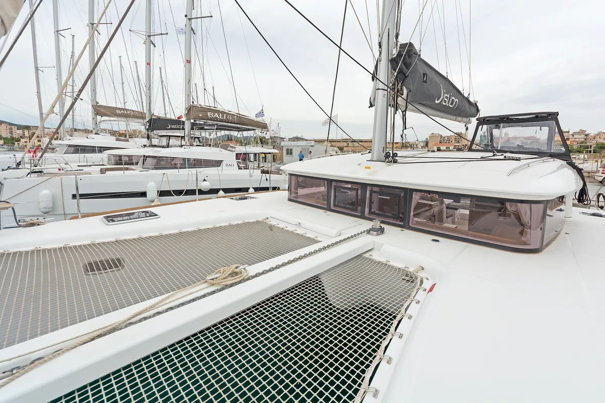 Deck of Libre, a Lagoon 400 S2 catamaran at Lavreotiki Municipal Unit, Greece
