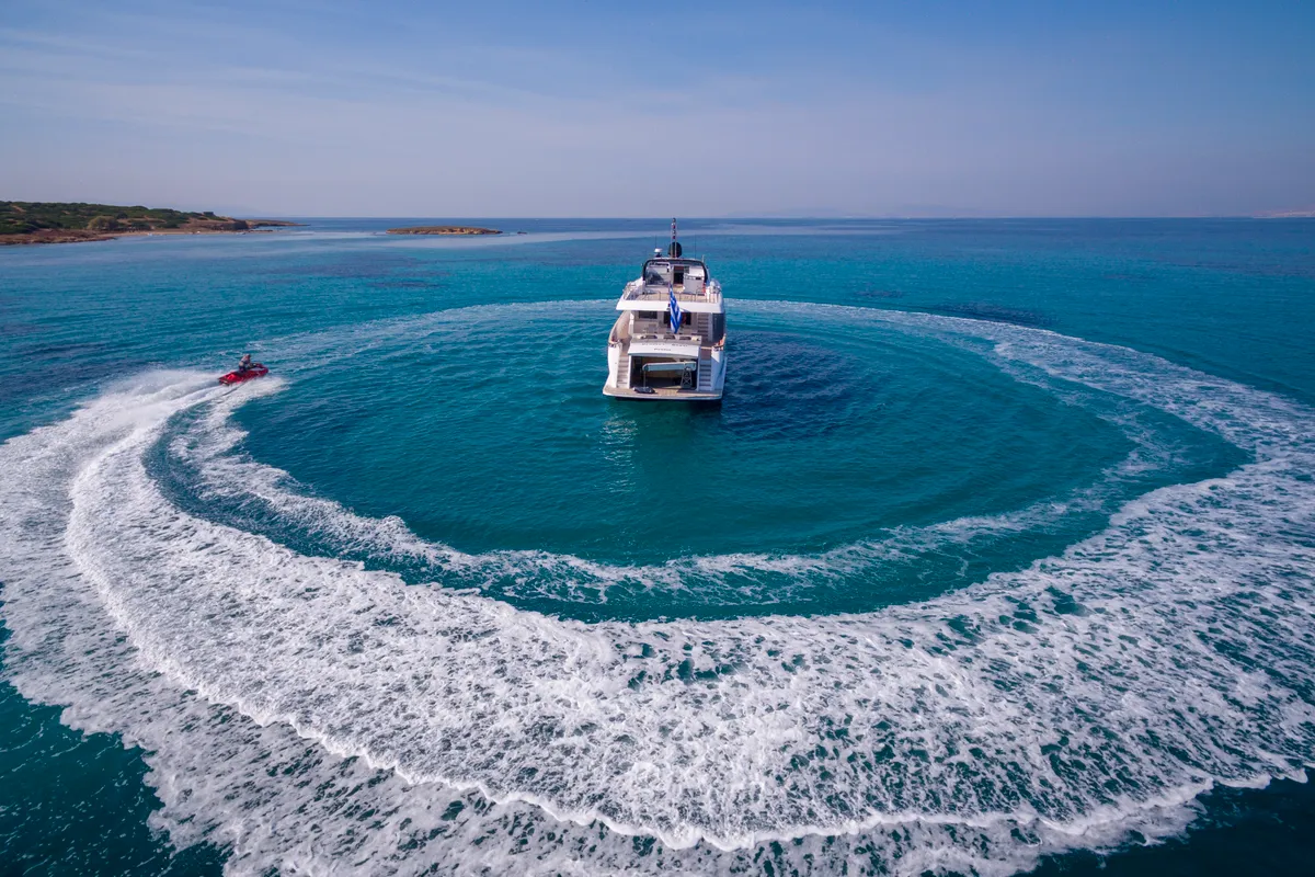 Project Steel, a Bugari 100 motor yacht at Athens, Greece