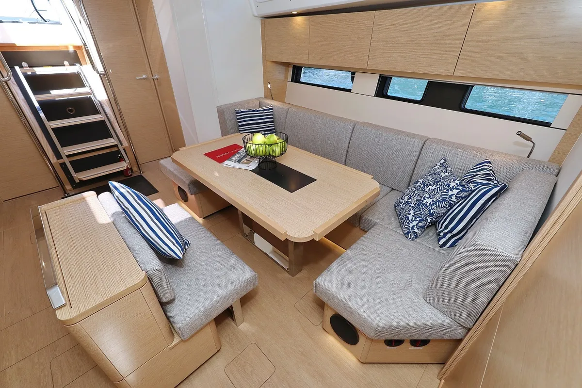 Salon of Miss Moneypenny, a Hanse 460 sailboat at Grad Kaštela, Croatia