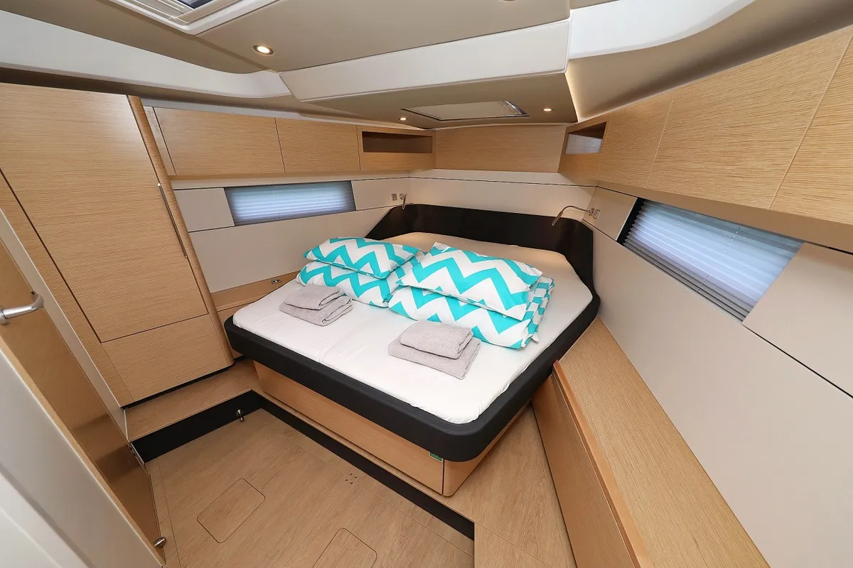 Cabin on Miss Moneypenny, a Hanse 460 sailboat at Grad Kaštela, Croatia