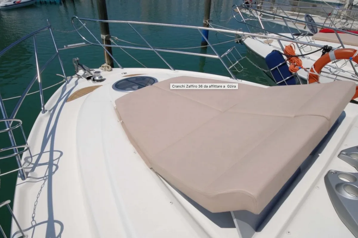 Deck of Tottoi, a Cranchi Zaffiro 36 motorboat at Cannigione, Italy