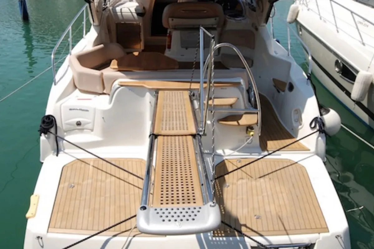 Deck of Tottoi, a Cranchi Zaffiro 36 motorboat at Cannigione, Italy