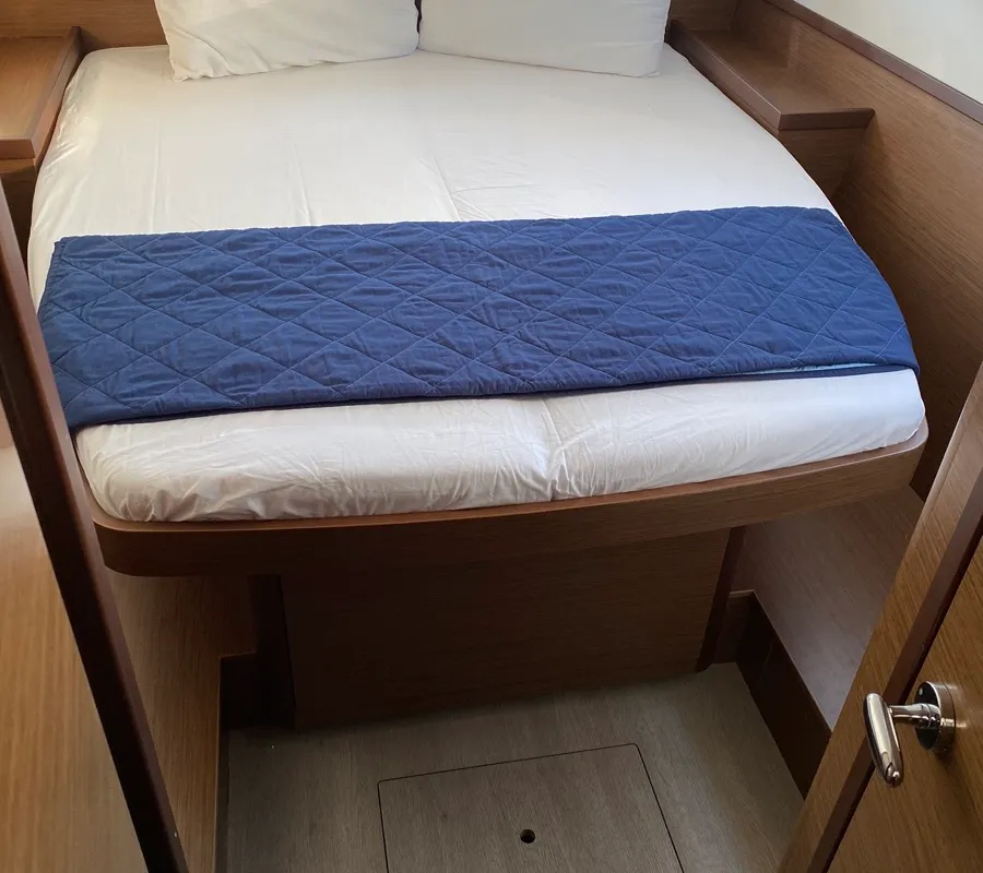 Cabin on Felis, a Lagoon 42 catamaran at Olbia, Italy