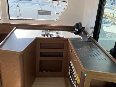 Galley of Felis, a Lagoon 42 catamaran at Olbia, Italy