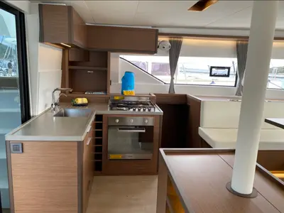 Galley of Dreamers, a Lagoon 50 catamaran at Olbia, Italy