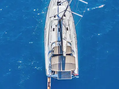 Deck of Kos 40.9, a Beneteau Oceanis 40.1 sailboat at Athens, Greece