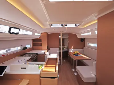 Salon of Paris, a Jeanneau Sun Odyssey 410 sailboat at Lavreotiki Municipal Unit, Greece