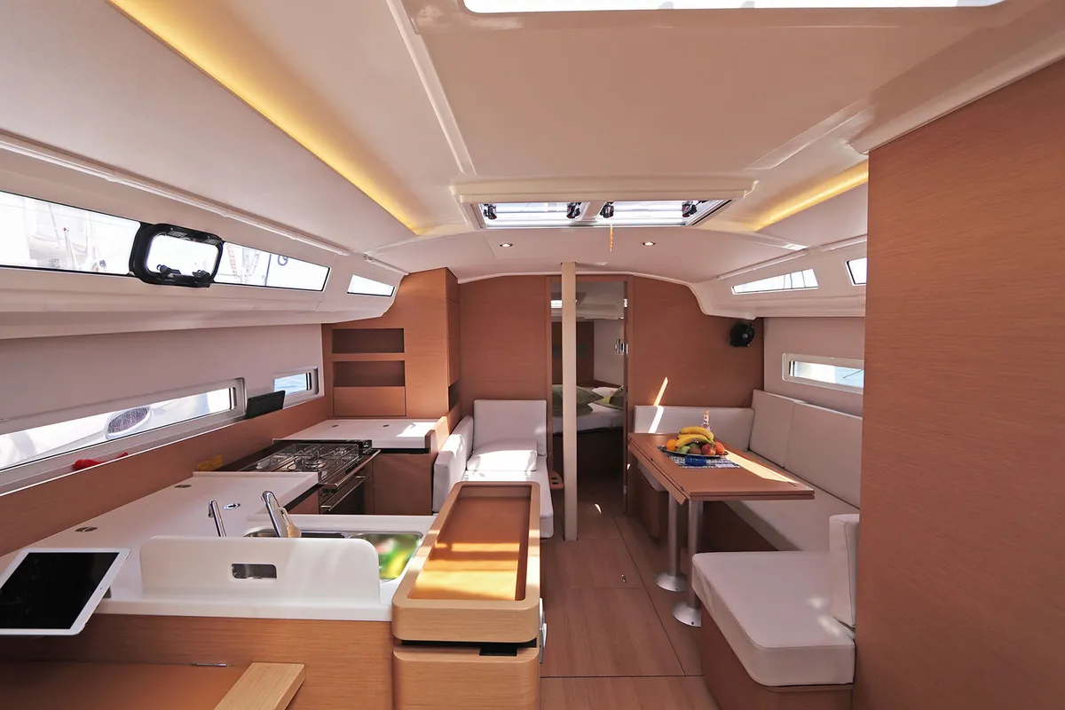 Salon of Paris, a Jeanneau Sun Odyssey 410 sailboat at Lavreotiki Municipal Unit, Greece