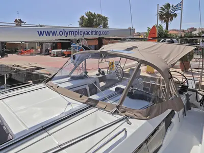 Deck of Paris, a Jeanneau Sun Odyssey 410 sailboat at Lavreotiki Municipal Unit, Greece