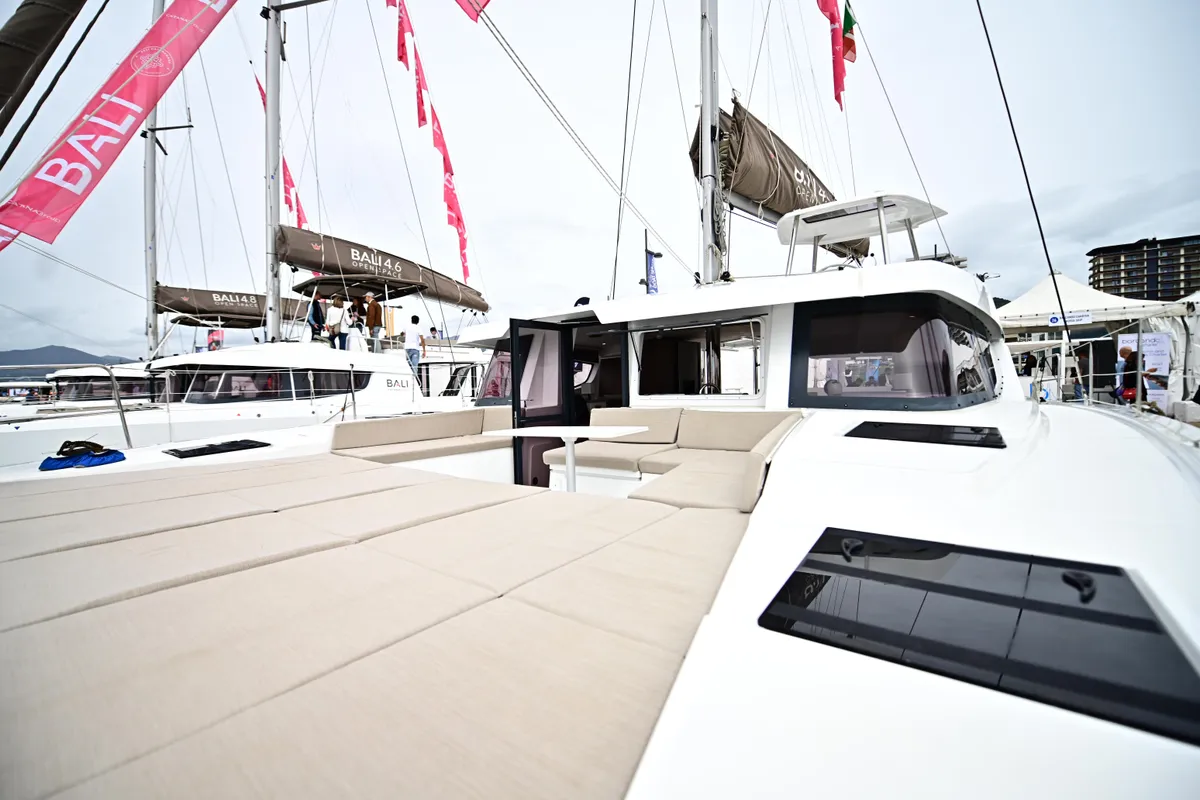 Galley of SKYFALL, a Bali 4.4 catamaran at Tonnarella, Italy