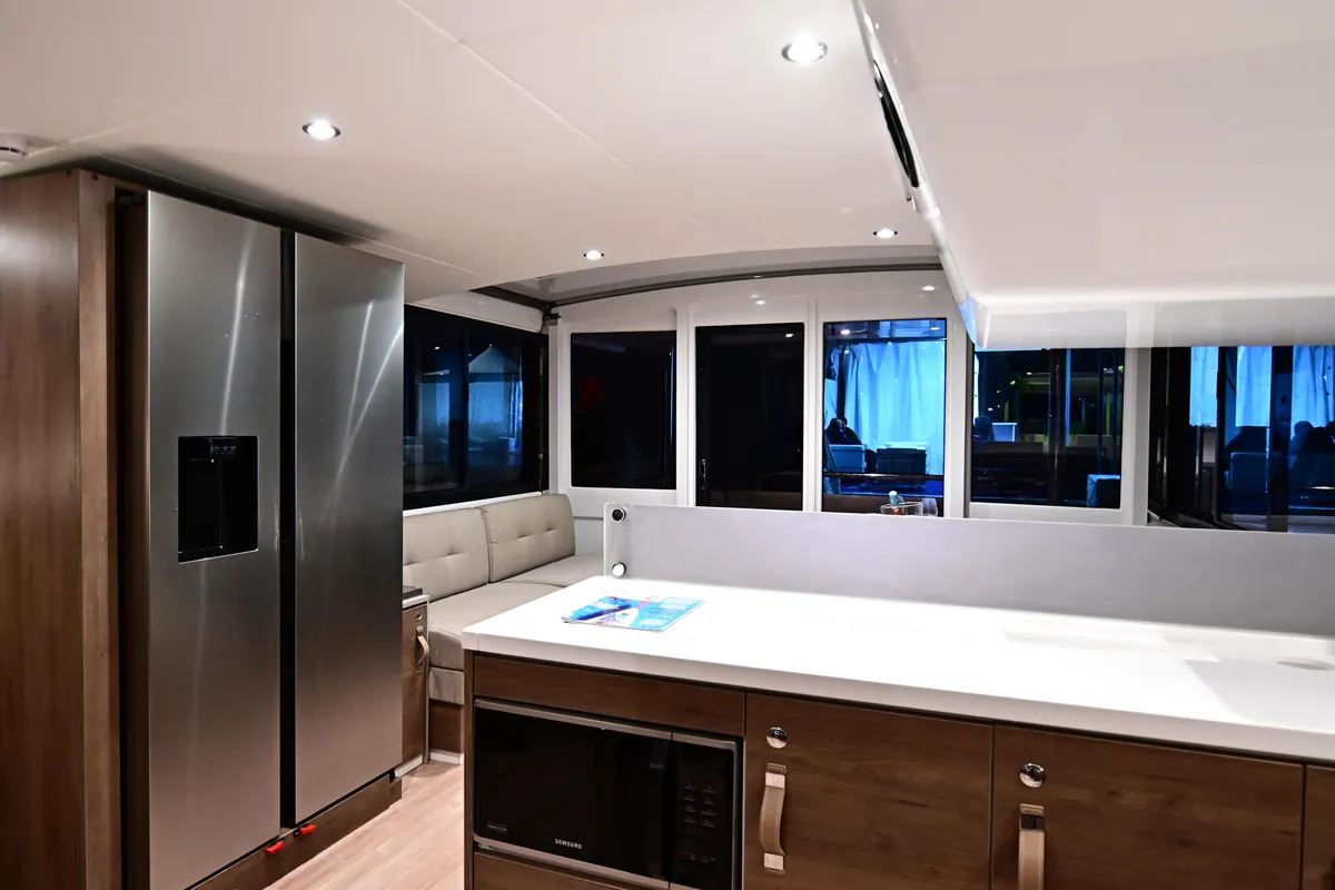 Galley of SKYFALL, a Bali 4.4 catamaran at Tonnarella, Italy