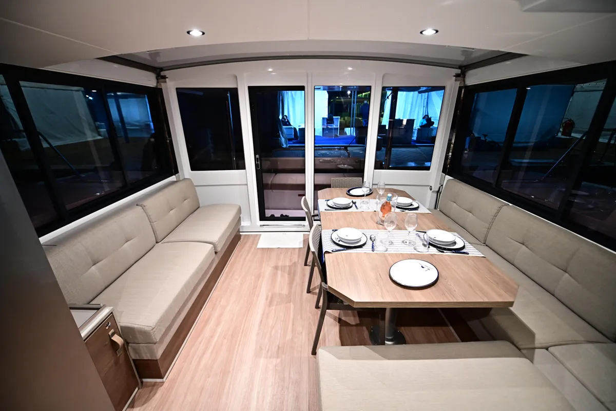 Salon of SKYFALL, a Bali 4.4 catamaran at Tonnarella, Italy