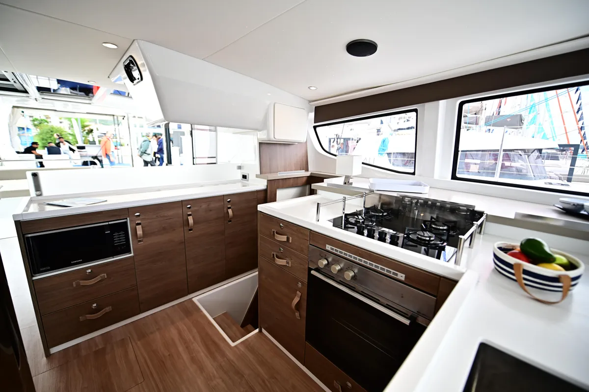 Galley of SKYFALL, a Bali 4.4 catamaran at Tonnarella, Italy