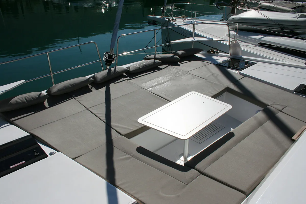 Deck of Julija, a Bali Catsmart catamaran at Dubrovnik, Croatia