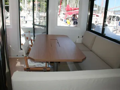 Salon of Julija, a Bali Catsmart catamaran at Dubrovnik, Croatia