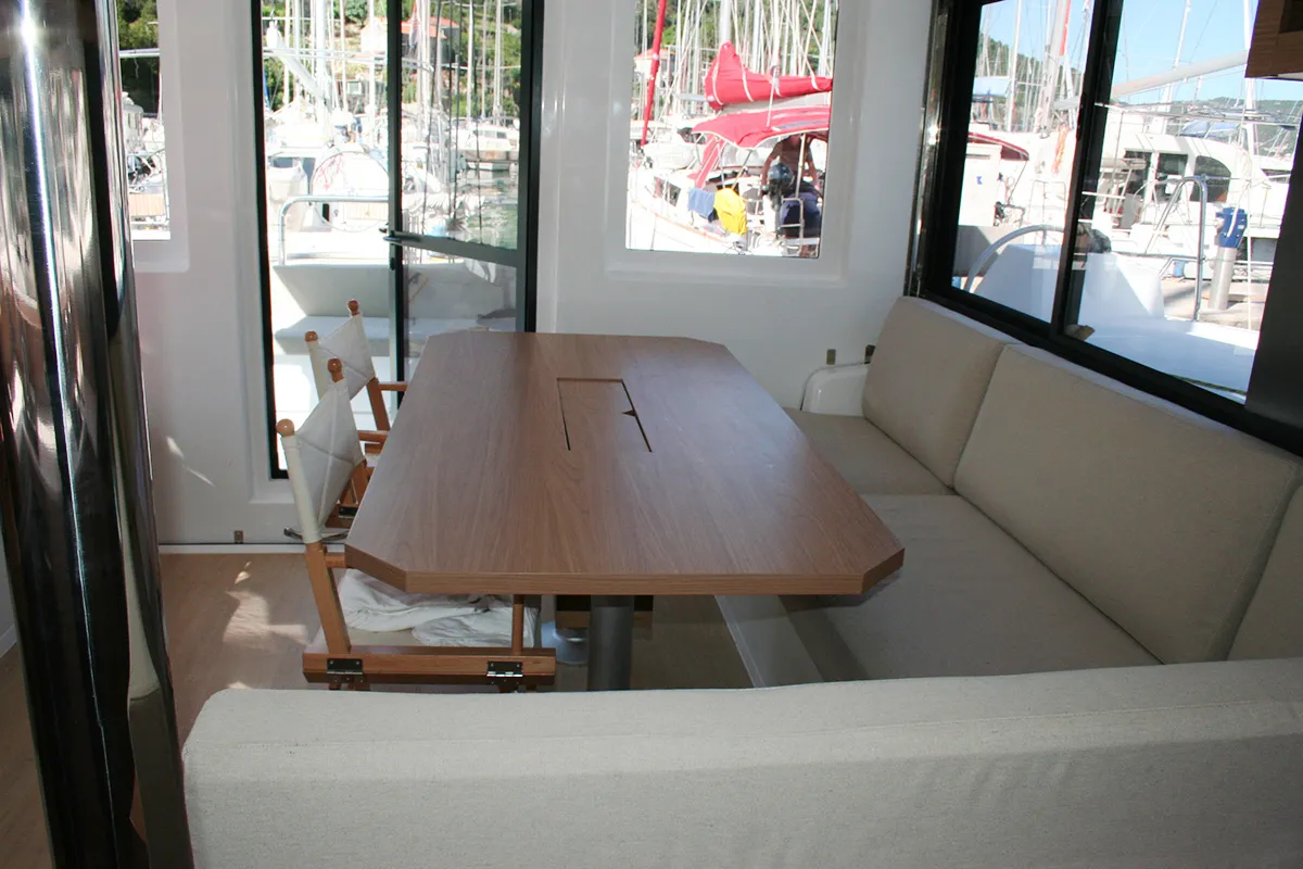 Salon of Julija, a Bali Catsmart catamaran at Dubrovnik, Croatia