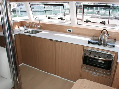 Galley of Julija, a Bali Catsmart catamaran at Dubrovnik, Croatia
