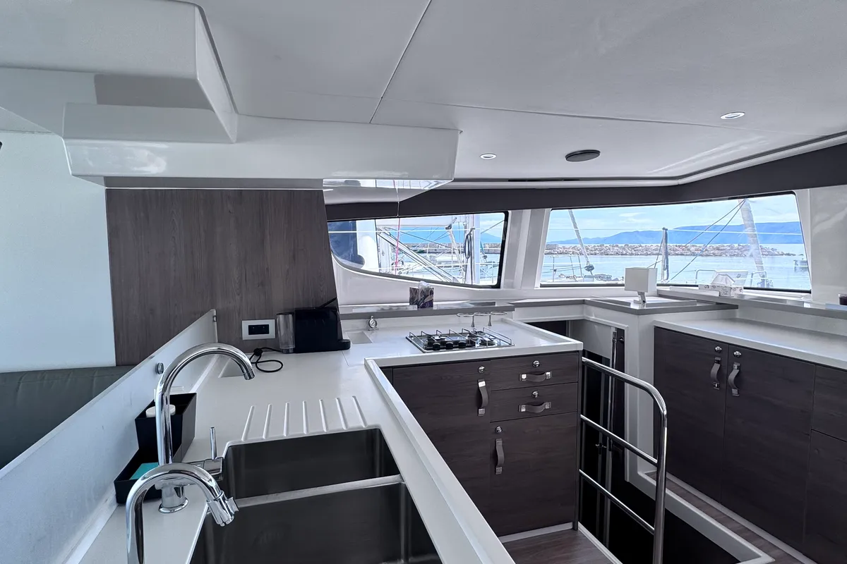 Galley of MY QUEEN, a Bali 4.6 catamaran at Novi Vinodolski, Croatia