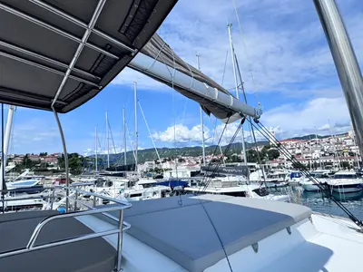 Deck of MY QUEEN, a Bali 4.6 catamaran at Novi Vinodolski, Croatia