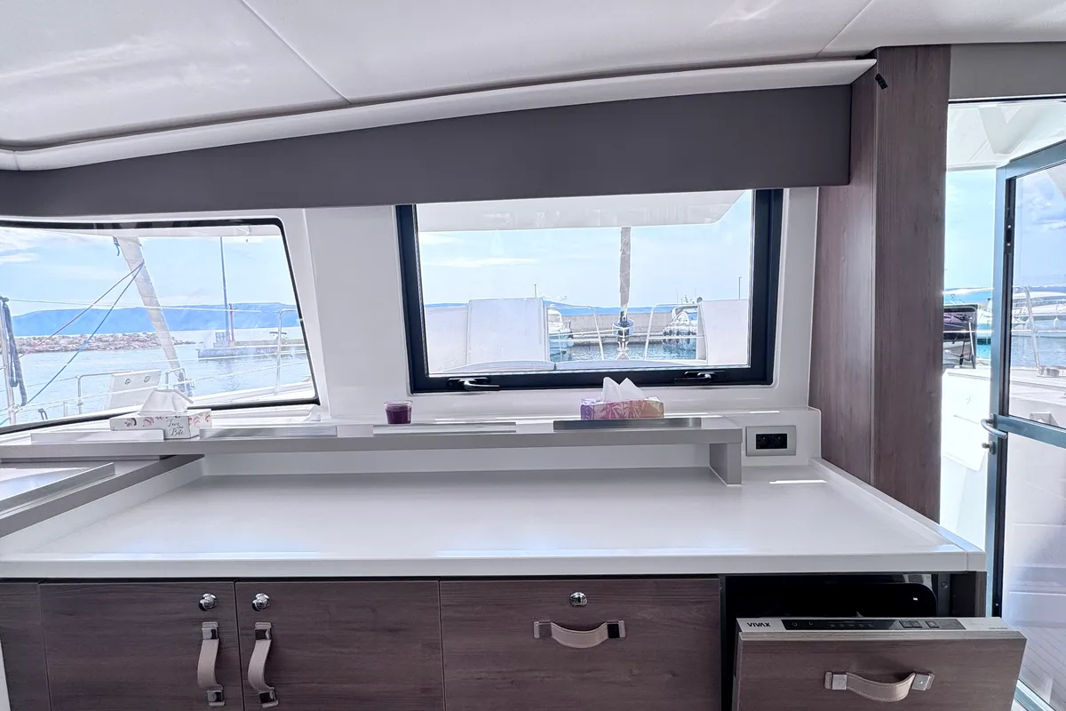 Galley of MY QUEEN, a Bali 4.6 catamaran at Novi Vinodolski, Croatia