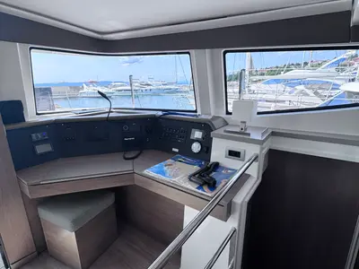 Cockpit of MY QUEEN, a Bali 4.6 catamaran at Novi Vinodolski, Croatia