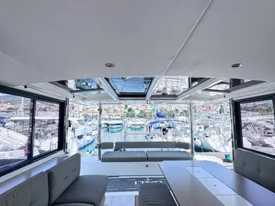 Salon of MY QUEEN, a Bali 4.6 catamaran at Novi Vinodolski, Croatia