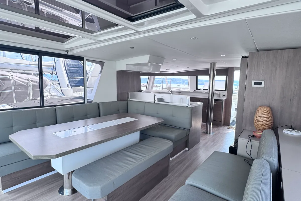 Salon of MY QUEEN, a Bali 4.6 catamaran at Novi Vinodolski, Croatia