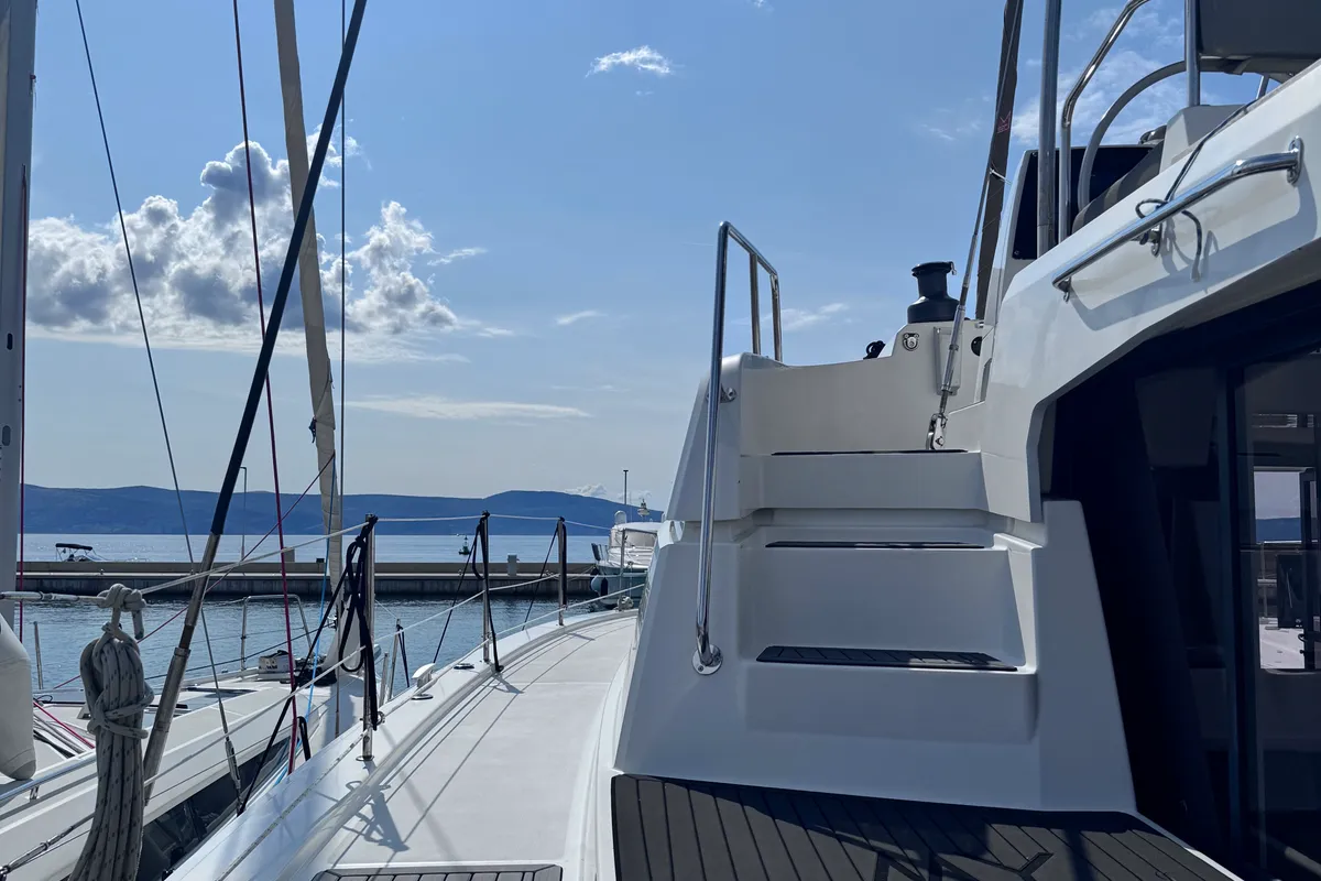 Deck of MY QUEEN, a Bali 4.6 catamaran at Novi Vinodolski, Croatia