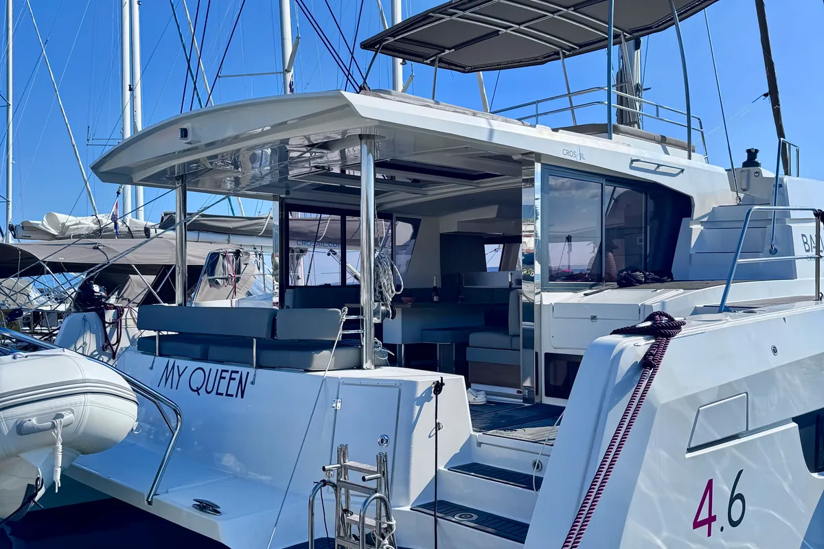 Exterior view of MY QUEEN, a Bali 4.6 catamaran at Novi Vinodolski, Croatia