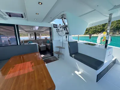 Salon of Déjà Vu, a Fountaine Pajot Isla 40 catamaran at Road Town, British Virgin Islands