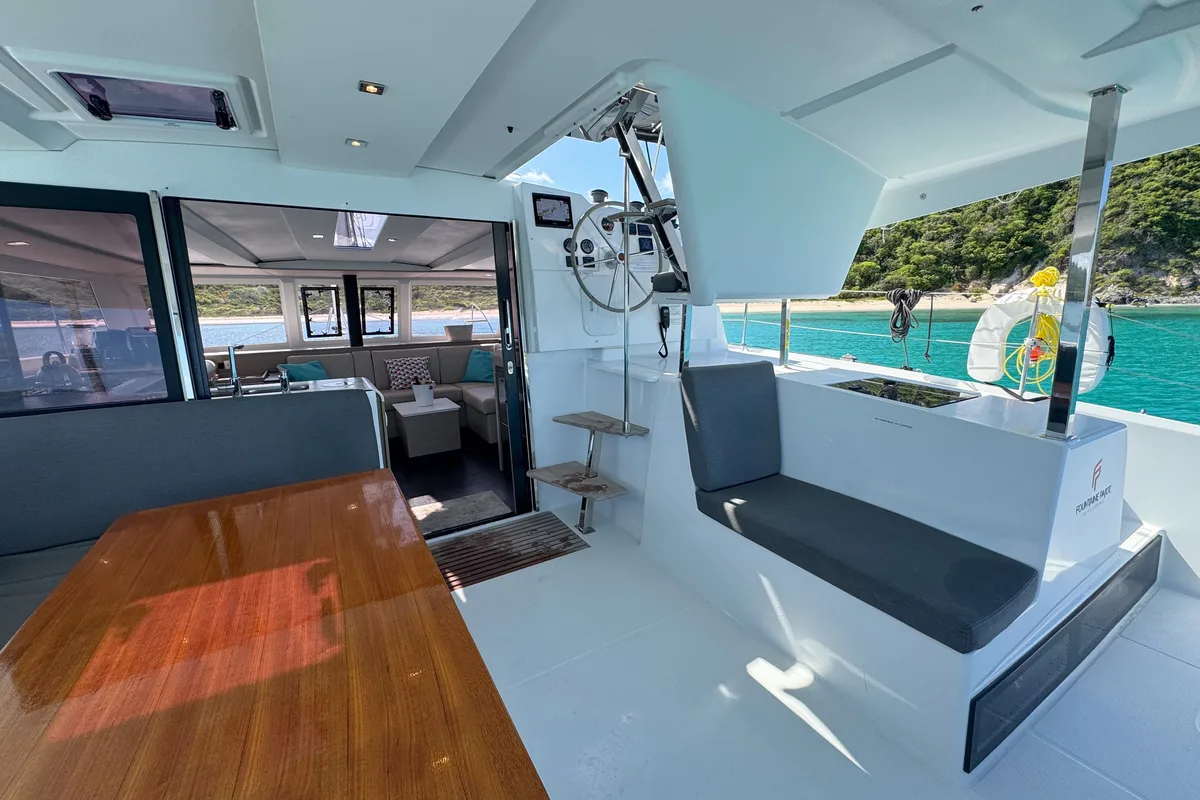 Salon of Déjà Vu, a Fountaine Pajot Isla 40 catamaran at Road Town, British Virgin Islands