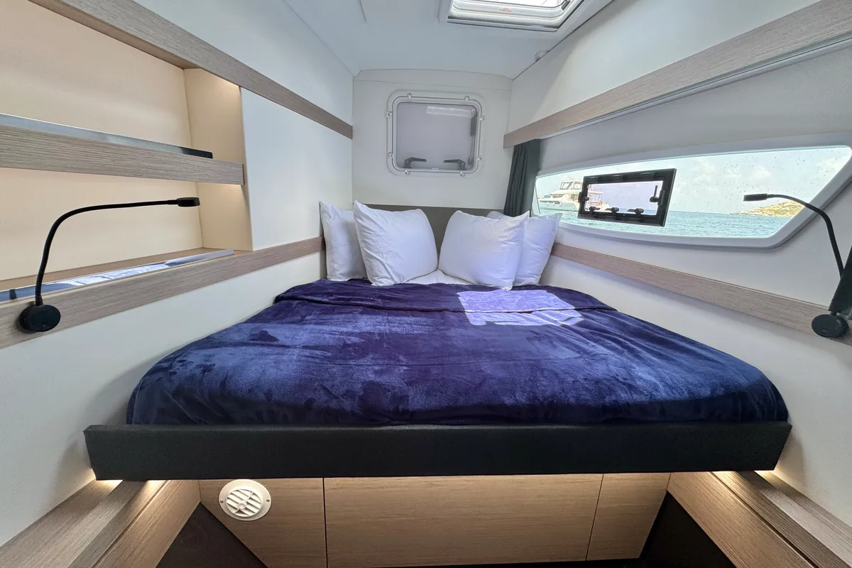 Exterior view of Déjà Vu, a Fountaine Pajot Isla 40 catamaran at Road Town, British Virgin Islands