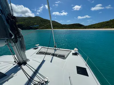 Deck of Déjà Vu, a Fountaine Pajot Isla 40 catamaran at Road Town, British Virgin Islands
