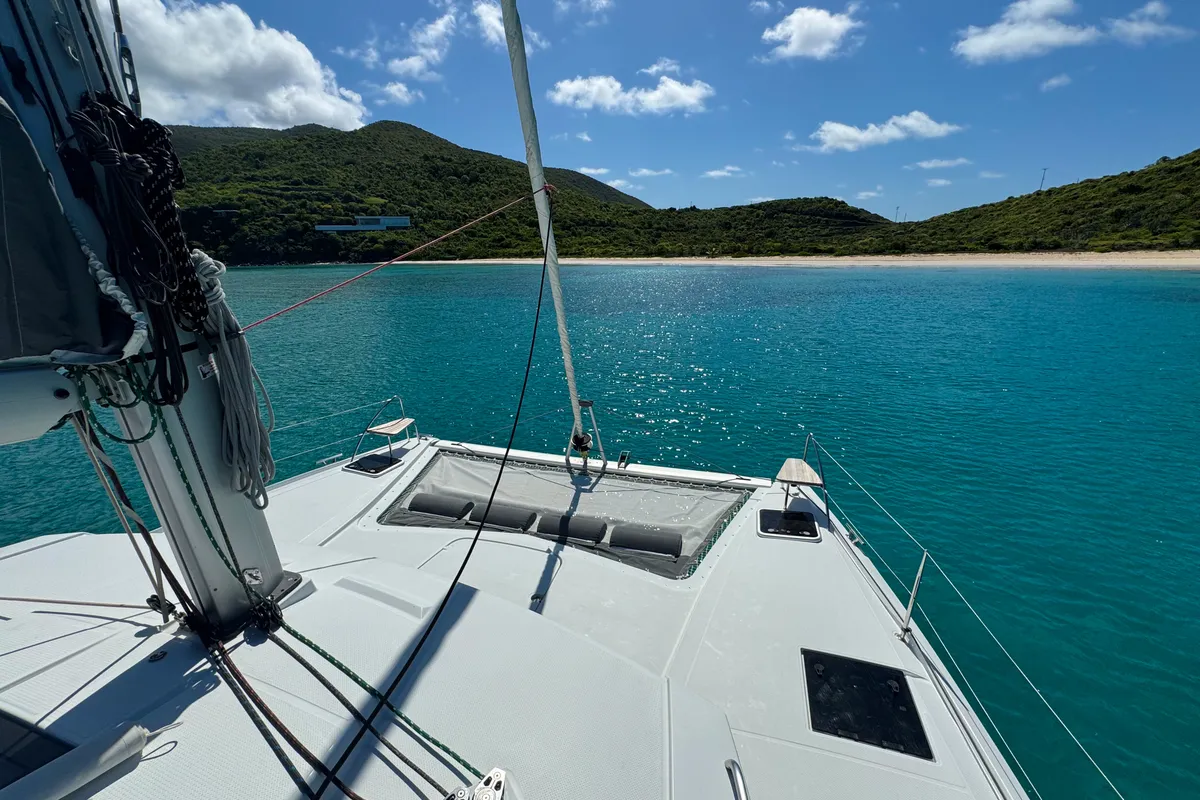 Deck of Déjà Vu, a Fountaine Pajot Isla 40 catamaran at Road Town, British Virgin Islands