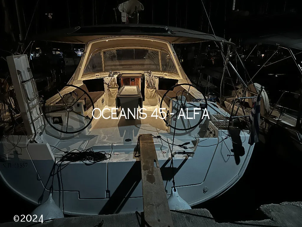 Cockpit of Alfa, a Beneteau Oceanis 45 sailboat at Kontokali, Greece