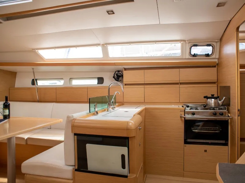 Galley of Maria 1, a Jeanneau Sun Odyssey 449 sailboat at Athens, Greece