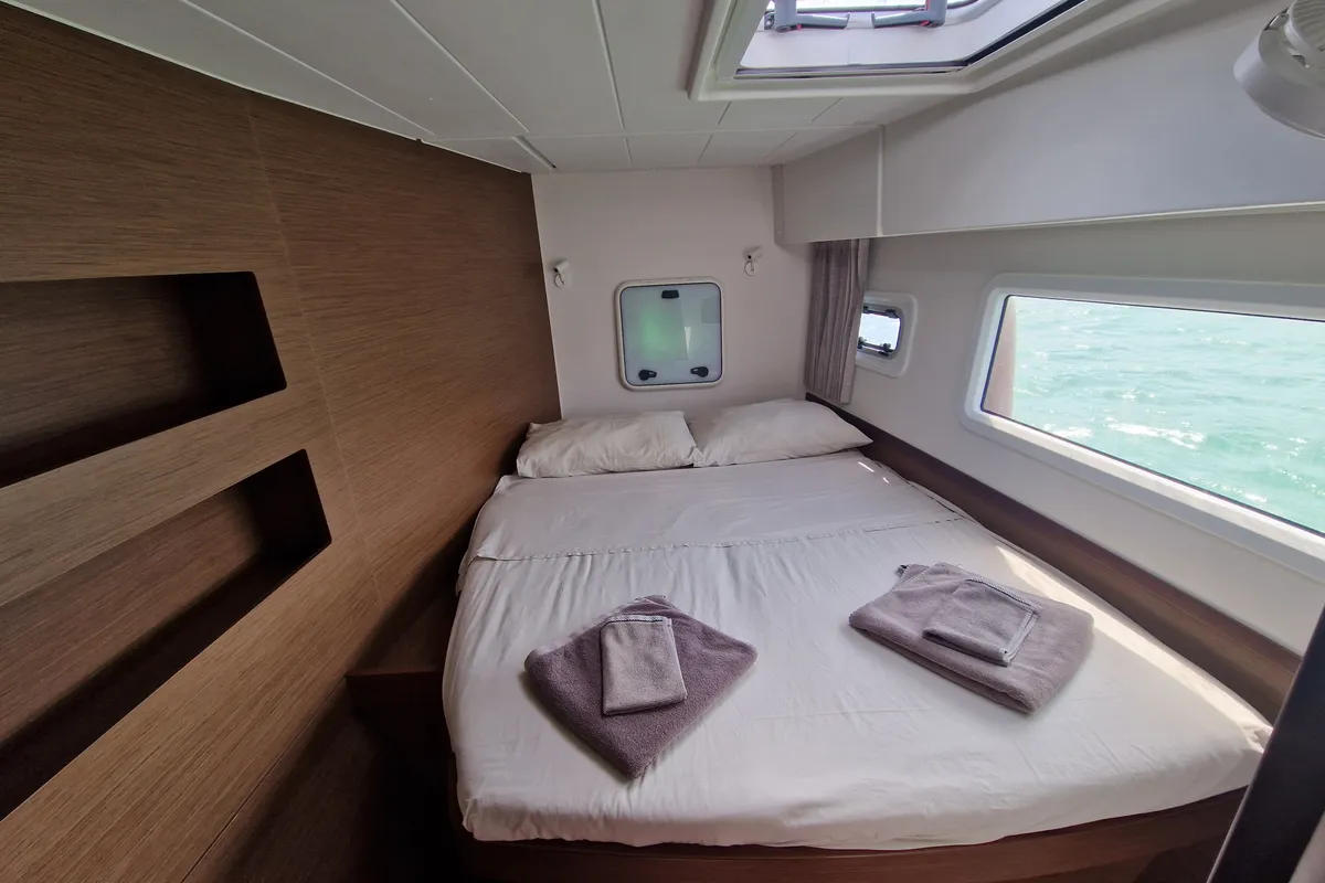 Cabin on Kireina, a Lagoon 42 catamaran at Portoferraio, Italy