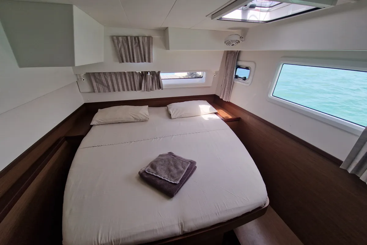 Cabin on Kireina, a Lagoon 42 catamaran at Portoferraio, Italy