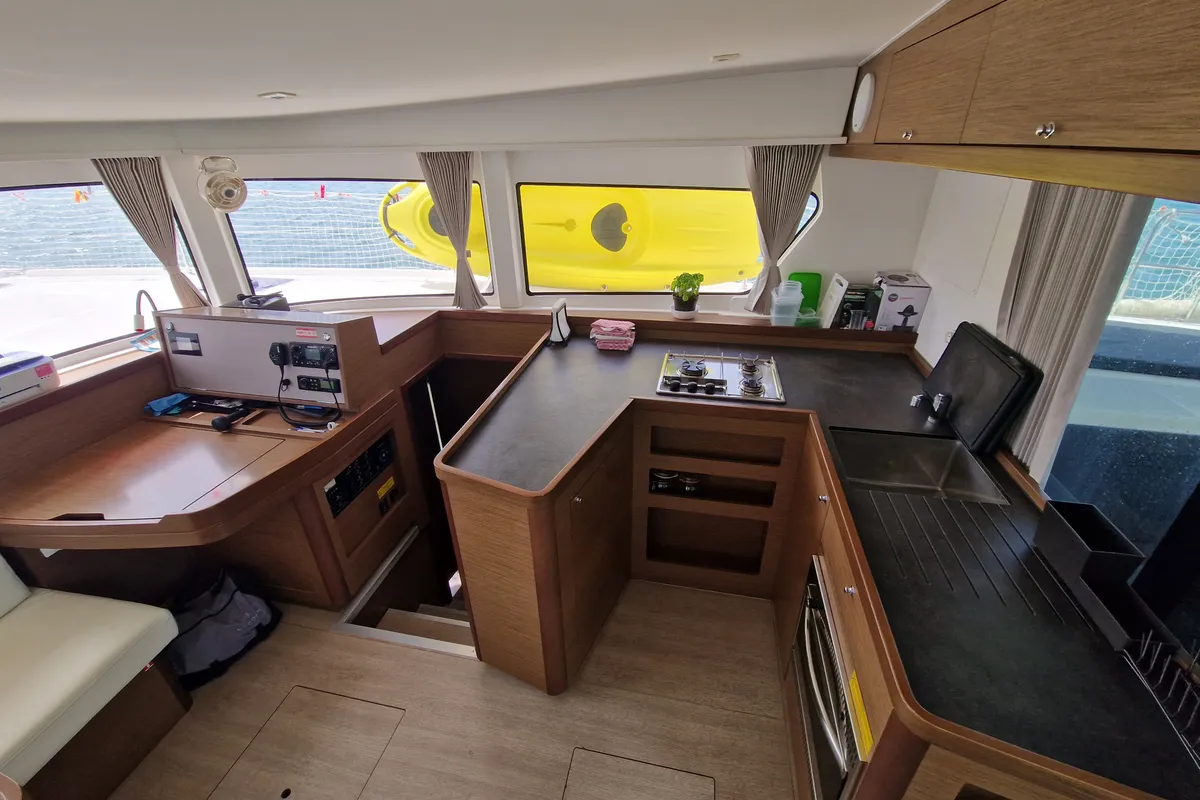 Galley of Kireina, a Lagoon 42 catamaran at Portoferraio, Italy