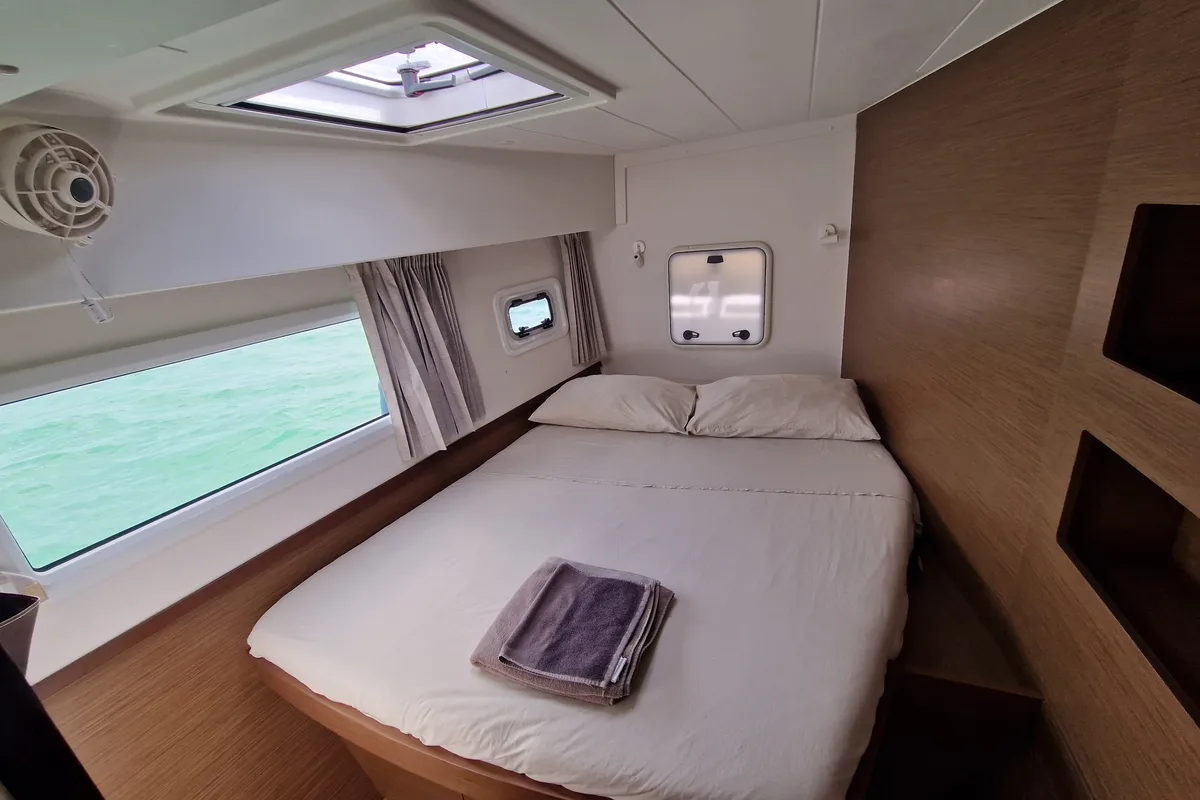 Cabin on Kireina, a Lagoon 42 catamaran at Portoferraio, Italy
