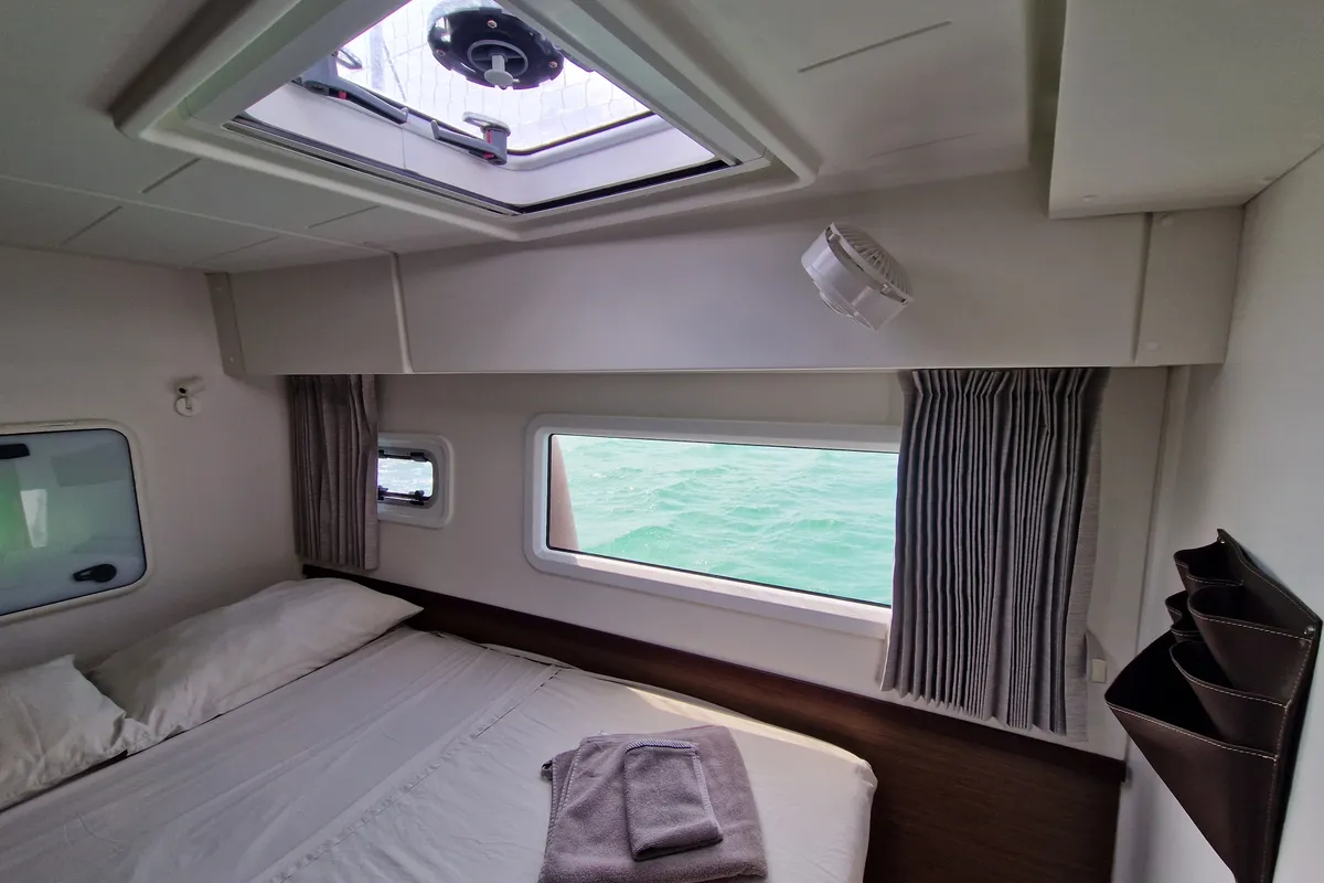 Cabin on Kireina, a Lagoon 42 catamaran at Portoferraio, Italy