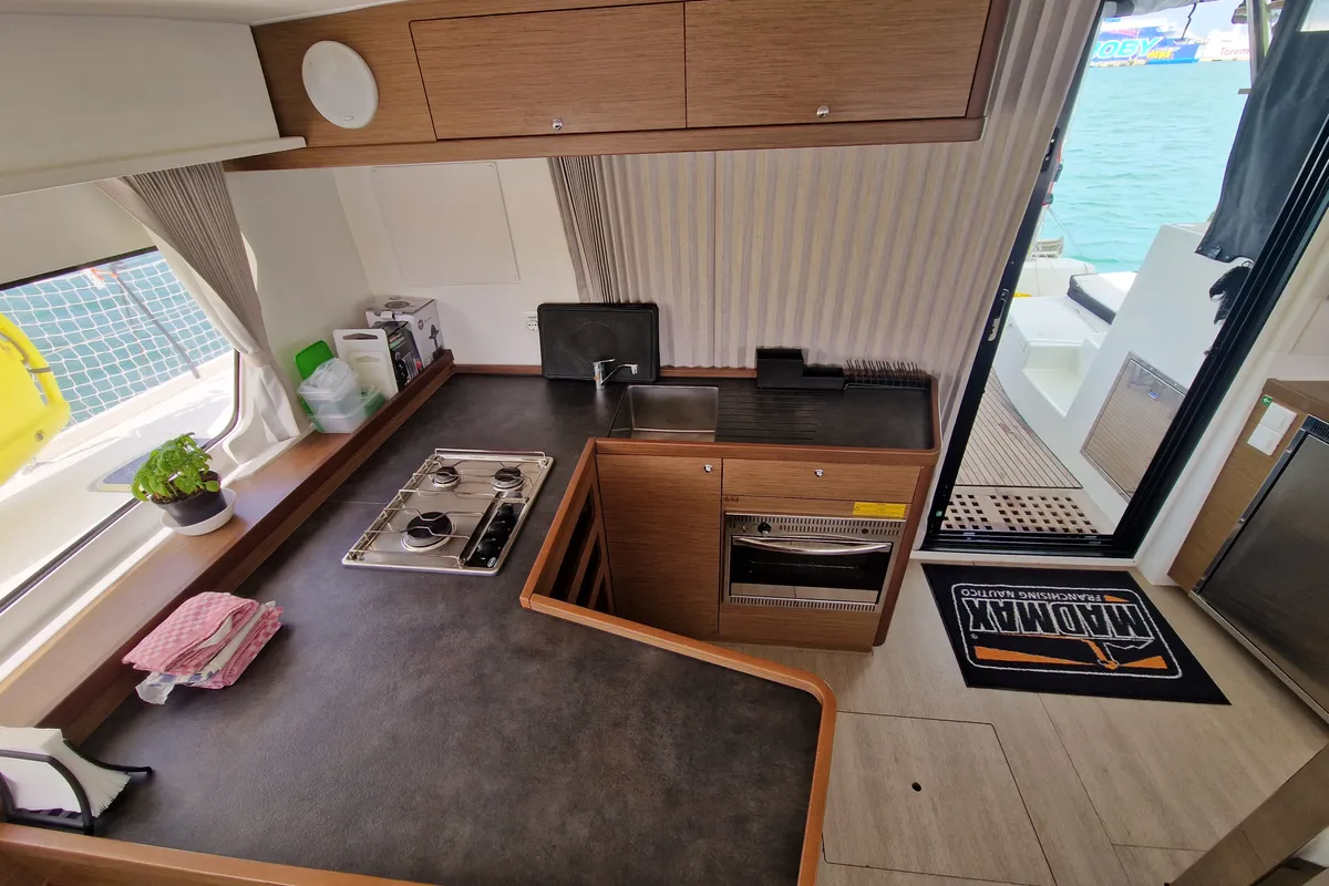 Galley of Kireina, a Lagoon 42 catamaran at Portoferraio, Italy