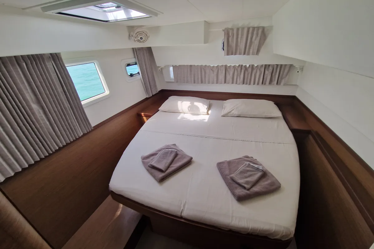 Cabin on Kireina, a Lagoon 42 catamaran at Portoferraio, Italy