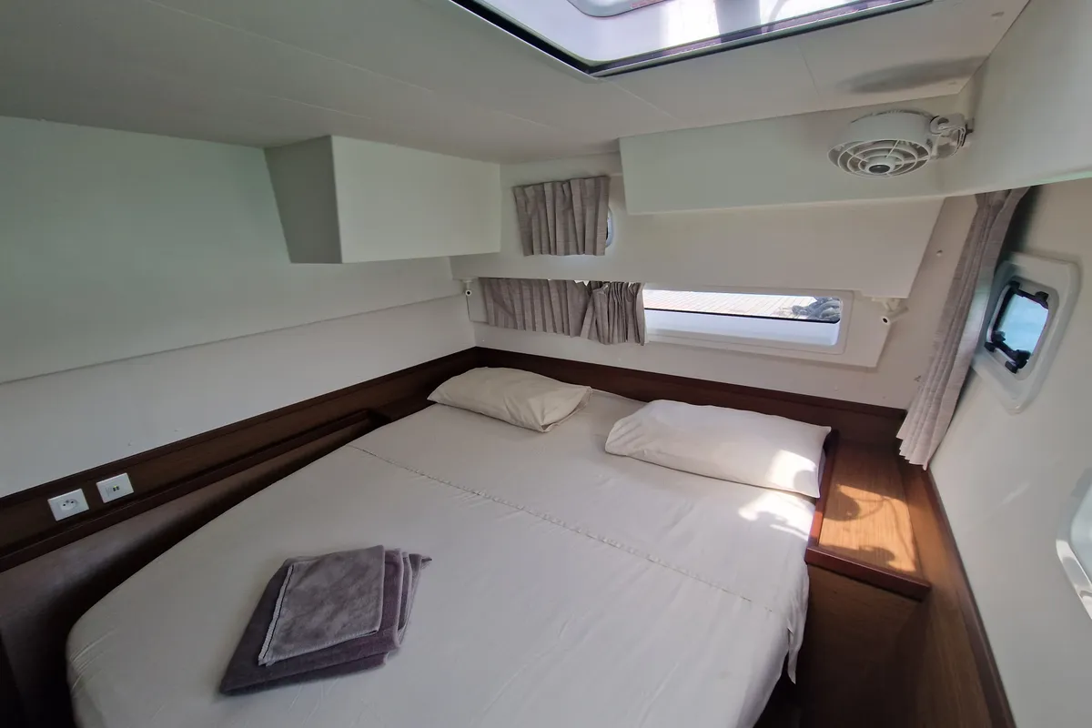 Cabin on Kireina, a Lagoon 42 catamaran at Portoferraio, Italy