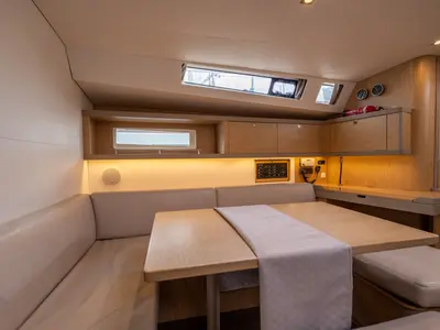 Salon of Asteria - Standard line, a Beneteau Oceanis 45 sailboat at Capo d'Orlando, Italy